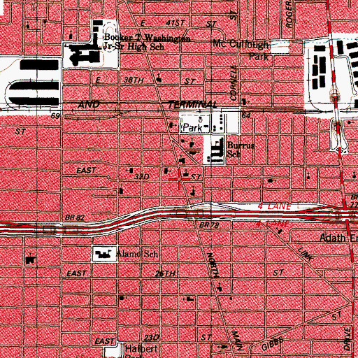 Topographic Map of North Main Church of God in Christ, TX