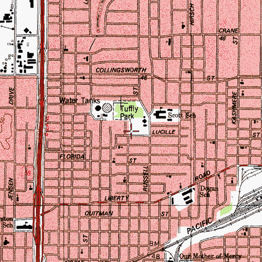 Topographic Map of Opendoor Church of God in Christ, TX