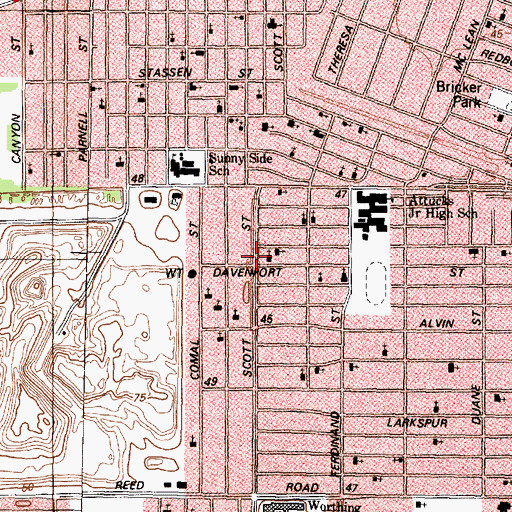 Topographic Map of True Vine Church of God in Christ, TX
