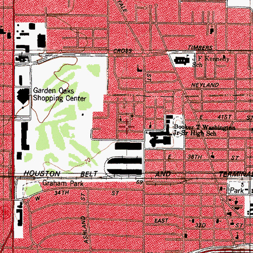 Topographic Map of Yale Street Tabernacle Church of God in Christ, TX