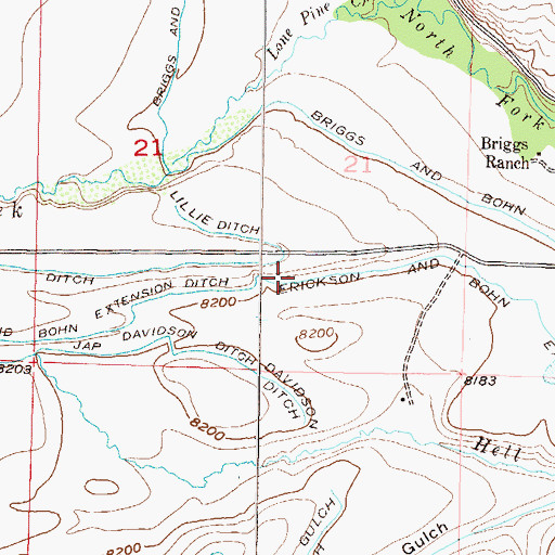 Topographic Map of Erickson and Bohn Extension Ditch, CO