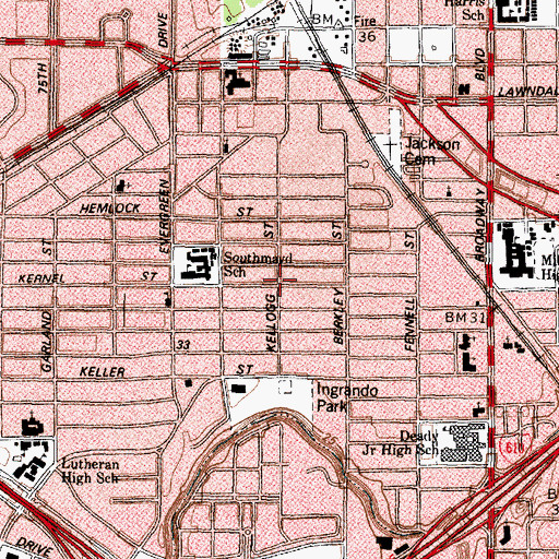 Topographic Map of Garden of Gethsemane Church of God in Christ, TX