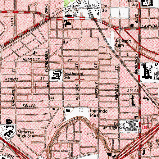 Topographic Map of Garden of Gethsemane Church of God in Christ, TX