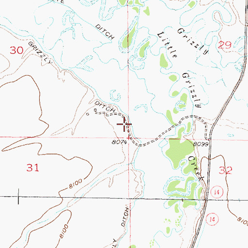 Topographic Map of Little Grizzly Ditch, CO