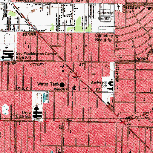 Topographic Map of Acreage Home Church of God, TX