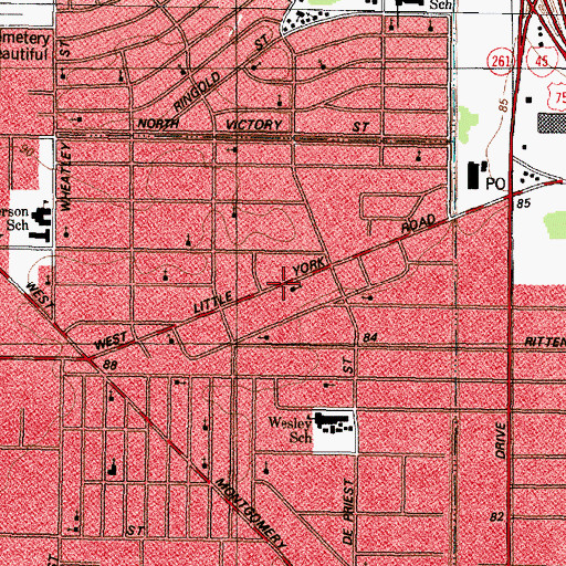 Topographic Map of Church of God and Christ, TX