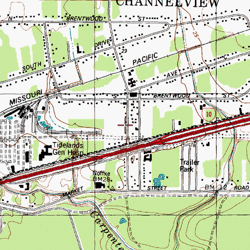 Topographic Map of Delldale Penn Church of God, TX