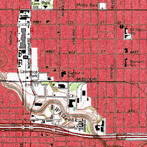 Topographic Map of Heights Church of God, TX