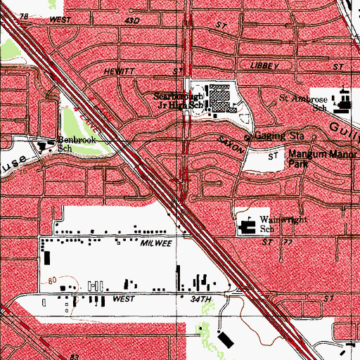 Topographic Map of Houston Church of God International, TX