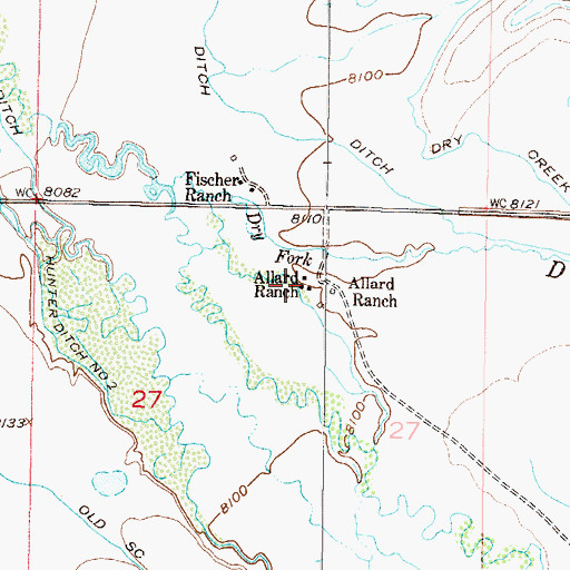 Topographic Map of Allard Ranch, CO