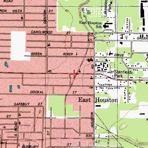 Topographic Map of Love Mission Church of God and Christ, TX
