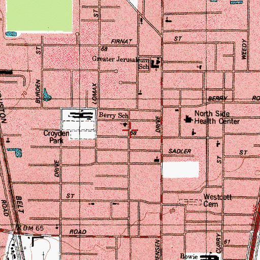 Topographic Map of Northside Church of God, TX