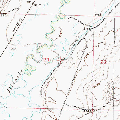 Topographic Map of Ward Ditch, CO