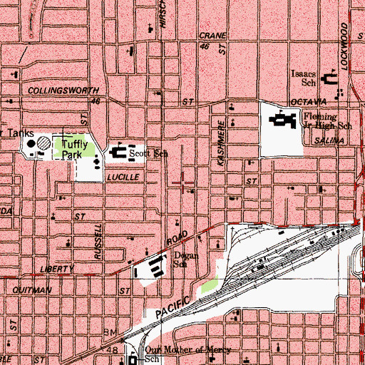 Topographic Map of Sunshine Church of God and Christ, TX