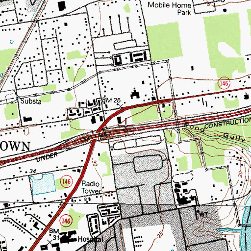 Topographic Map of Berea Church of God in Christ, TX