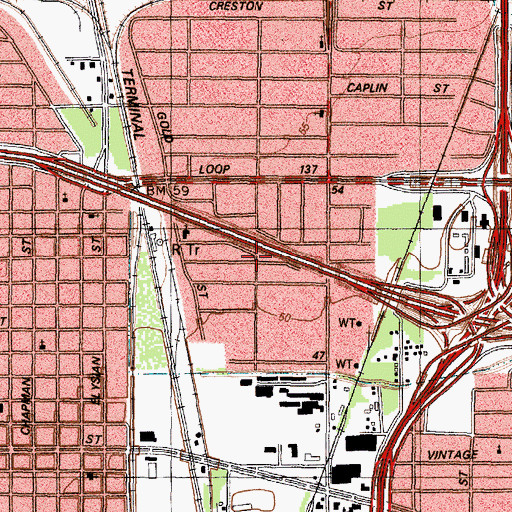 Topographic Map of Church of God in Christ, TX