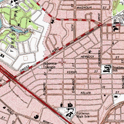Topographic Map of Pecan Park Church of Christ, TX