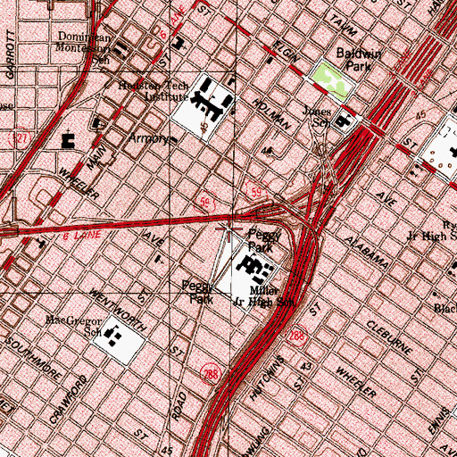 Topographic Map of Riverside Church of Christ, TX