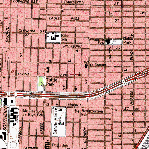 Topographic Map of Church of Christ, TX