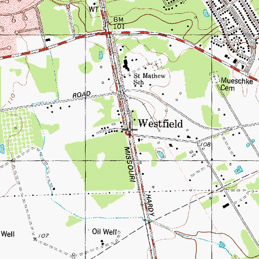 Topographic Map of Church of Christ - Westfield, TX