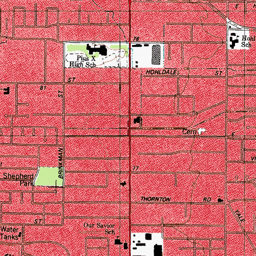 Topographic Map of Church of Christ - Garden Oaks, TX