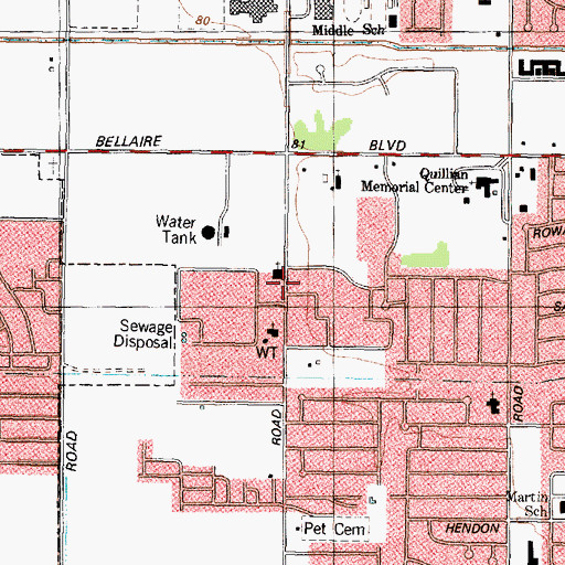 Topographic Map of Church of Christ, TX