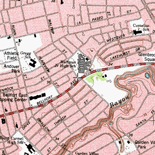 Topographic Map of Church of Christ - Andover Place, TX