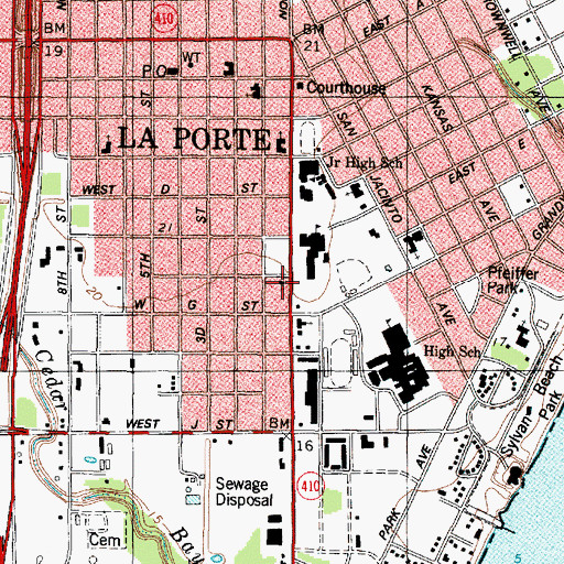 Topographic Map of Church of Christ - Laporte, TX