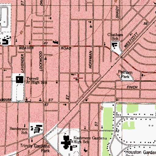 Topographic Map of Church of Christ - Trinity Garden, TX