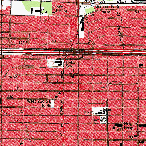 Topographic Map of Shady Acres Church of Christ, TX