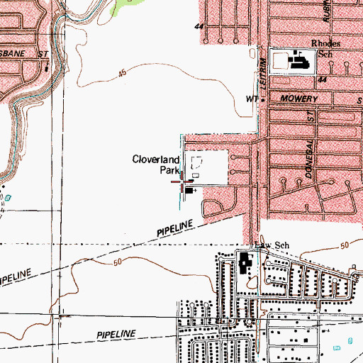 Topographic Map of Cloverland Church of Christ, TX