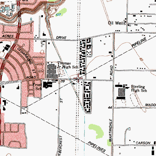 Topographic Map of Crestmont Park Church of Christ, TX