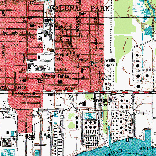 Topographic Map of Galena Park Church of Christ, TX