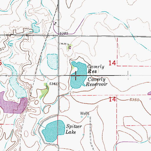 Topographic Map of Cavelry Lake, CO