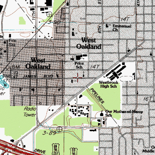 Topographic Map of Greater Grace Temple Church of God in Christ, TX