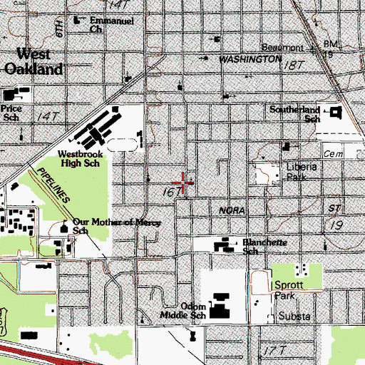 Topographic Map of Saint Peters Baptist Church, TX