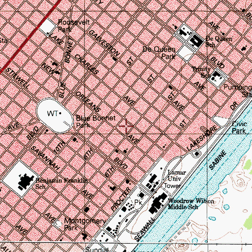 Topographic Map of Seventh Street Baptist Church, TX