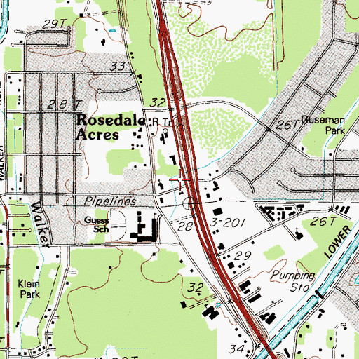 Topographic Map of Suburban Acres Baptist Church, TX