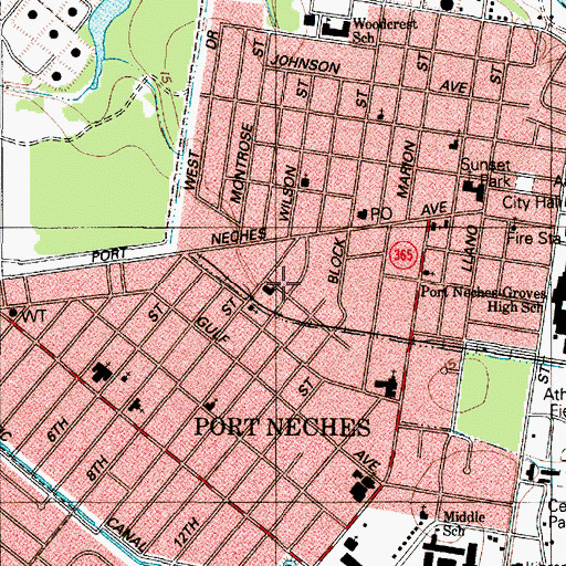 Topographic Map of United Baptist Church, TX