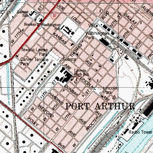 Topographic Map of Sacred Heart Catholic Church, TX