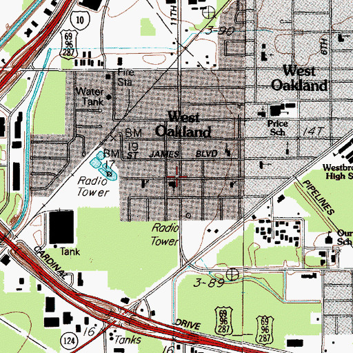 Topographic Map of Eleventh Street Church of Christ, TX