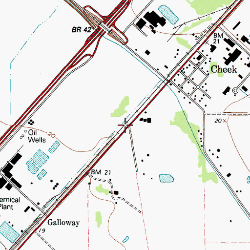 Topographic Map of Fannett Church of Christ, TX