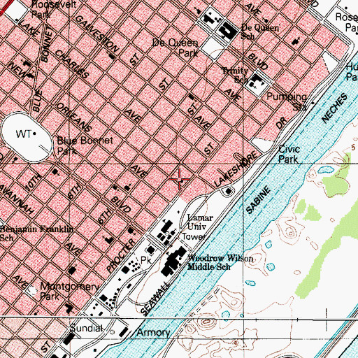 Topographic Map of New Spirit Baptist Church, TX