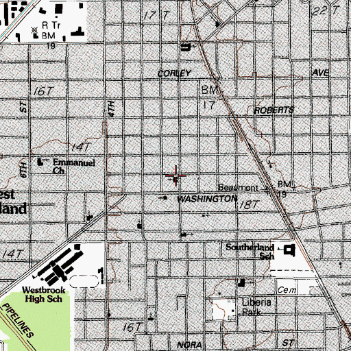 Topographic Map of Peaceful Rest Baptist Church, TX