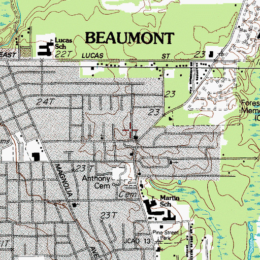 Topographic Map of Rising Sun Baptist Church, TX