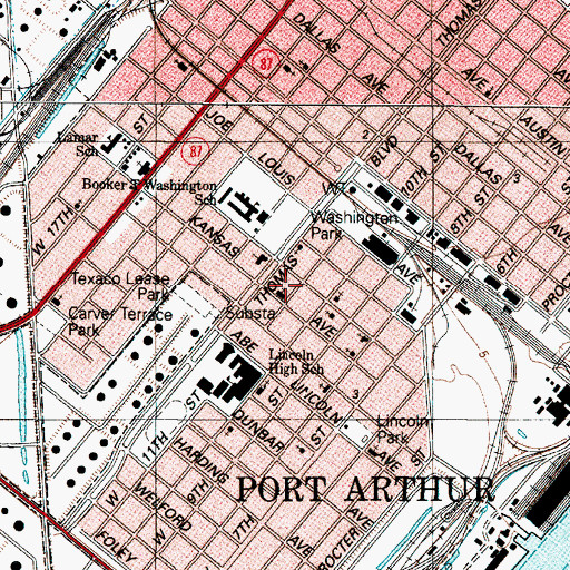 Topographic Map of Rock Island Baptist Church, TX