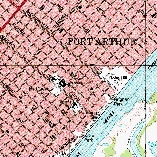 Topographic Map of Florida Avenue Baptist Church, TX