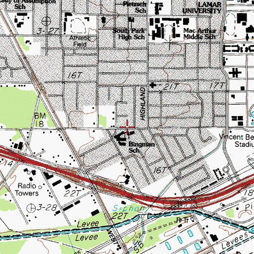 Topographic Map of Florida Street Baptist Church, TX