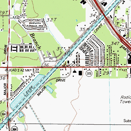 Topographic Map of Friendship Baptist Church, TX