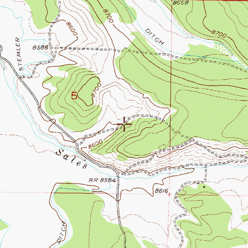 Topographic Map of Bradfield Ditch, CO